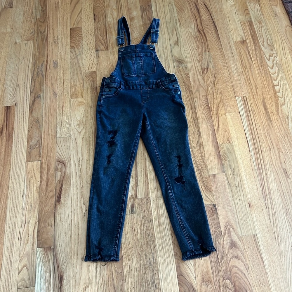 Justice Distressed Black Overalls, Size 10